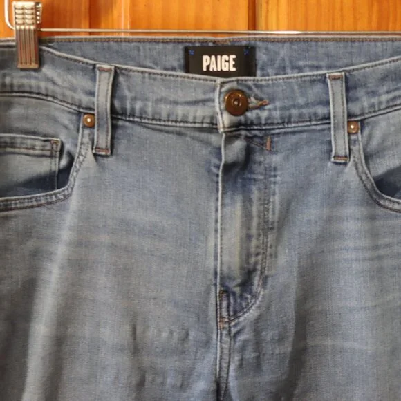 Paige Lennox Relaxed Straight Denim Jeans Size 34 Blue Stretch Comfort Fit - Picture 3 of 14